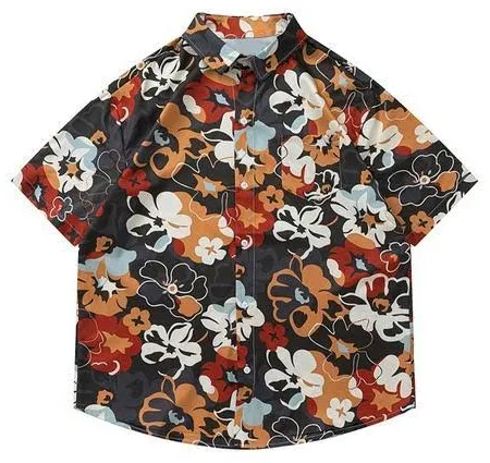 シャツ 「HOOK」 古着風総柄ビッグアロハシャツ メンズ レディース