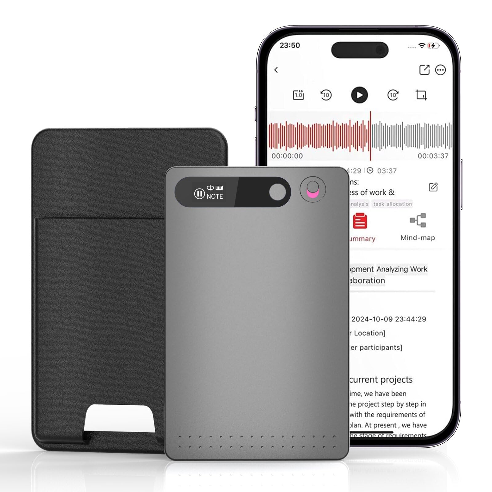 AI ボイスレコーダー ChatGPT経由で文字起こし・要約、APPアプリケーションで制御、112言語対応、録音時間30時間、64GBのメモリ付き - (1個)