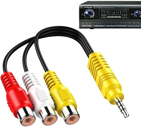 ビデオAVコンポーネントアダプターケーブル、 TVRCAステレオオーディオビデオオスAUXケーブルへAV 入力アダプター、3.5mm AV ケーブル,ビデオ AV アダプター オーディオ スプリッター アダプター ケーブル