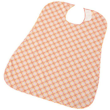 さわやか食事用エプロン チェック ピンク