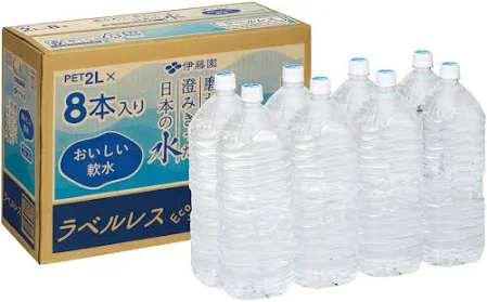 伊藤園 ラベルレス 磨かれて澄みきった日本の水 2L×8本