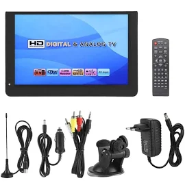 12 휴대용 디지털 TV, 1080P HD 비디오 플레이어, 미니 텔레비전, 충전식 배터리 포함