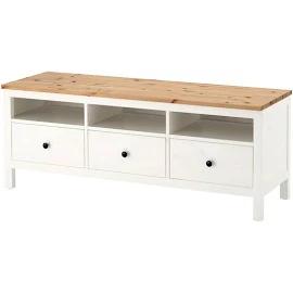 IKEA - HEMNES 헴네스 TV장식장, 화이트 스테인/라이트브라운, 148x47x57 cm