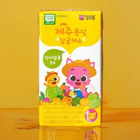 핑크퐁 무농약 제주퐁당 감귤채소 주스 125ml x 1팩 / 100% 제주산 감귤주스