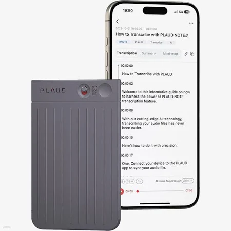 문구/GIFT 플라우드 노트 ChatGPT AI 녹음기 블루투스 소형 장시간 휴대용 보이스레코더 PLAUD NOTE ChatGPT 탑재 AI 녹음기