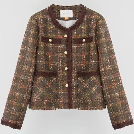 카인드베리 여성 벨르 멀티 체크 트위드 자켓 KOJKP903_BR