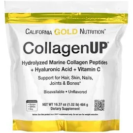 캘리포니아 골드 뉴트리션 California Gold Nutrition CollagenUP, 해양 저분자 콜라겐 + 히알루론산 + 비타민C, 무맛, 464g (16.37oz)