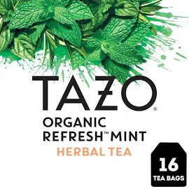 타조 티 Tazo Teas Tazo Teas, 재생, Herbal Tea, 유기농 Refresh 민트, 카페인 무함유, 티백 16개, 19g(0.67oz)