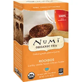 뉴미 티 Numi Tea 유기농 허브티, 루이보스, 카페인 무함유, 티백 18개, 43.2g(1.52oz)