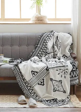 닉스 네이비 자카드 쇼파블랭킷