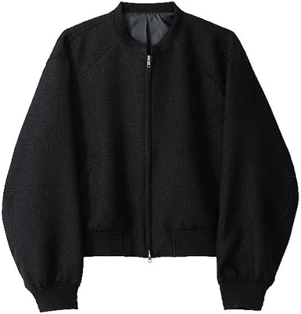 프레스티지 트위드 봄버 자켓 BLACK