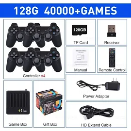 레트로게임 옛날게임기 미니게임기 고전게임기 듀얼 시스템 4K 비디오 게임 콘솔 TV 플레이어 무선 패드 40000 내장 128G 박스