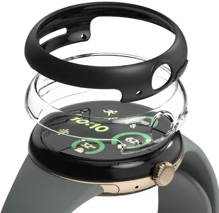 링케RINGKE 구글 픽셀워치3 케이스 슬림 2매입 클리어+매트블랙