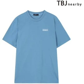티비제이TBJ 유니 싱글 등판 원단패치 티셔츠_블루