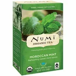 뉴미 티 Numi Tea Numi Tea, 유기농 허브티, 모로칸 민트, 카페인 무함유, 티백 18개입, 39.6g(1.40oz)