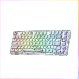 Redragon K649 프로 78% 무선 개스킷 RGB 게임용 키보드, 완전 투명 핫 스왑 컴팩트 기계식 키보드, 3 모드 82 키