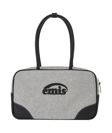 CANVAS LEATHER TOTE BAG-BLACK