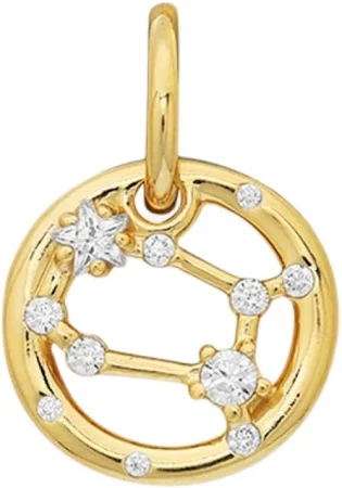 (W) Pandora Gemini Zodiac Dangle Charm 14K Gold Plated Clear