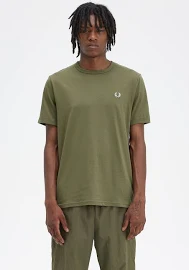 Fred Perry - Mężczyzna Koszulki Zielony XS Klasyczny T-shirt Twin Tipped Dla Mężczyzn - Green