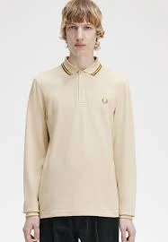 Fred Perry, Koszulki, Mężczyzna, Beżowy, S, Klasyczna koszulka polo z długim rękawem