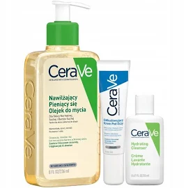 CeraVe Zestaw Olejek do mycia 236ml Odbudowujący Krem pod oczy 14g