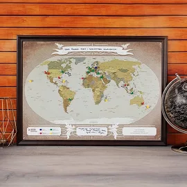 Mapa Podróży: Świat - Przypnij Swoje Podróże - Personalizowana Mapa Podróży - Prezent Dla Podróżnika, Prezent Na Urodziny - Mapa Podróży Prezent