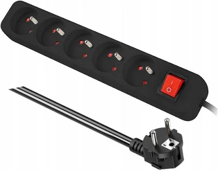 Przedłużacz sieciowy listwa 16a 5 gniazd 1,8m włącznik z uziemieniem