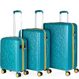 Lois Abs Travel Suitcase Set In Relief Model Zion Aquamarine