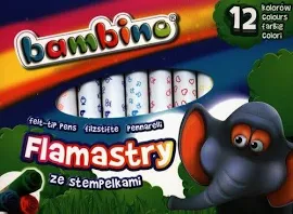 Flamastry ze stempelkami Bambino 12 kolorów