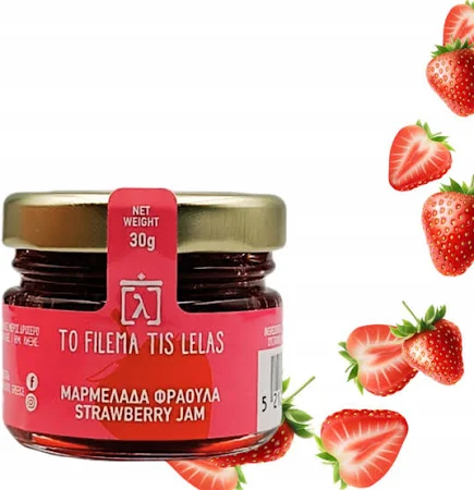 Dżem Marmolada Grecki z Truskawek 80% w szklanym słoiczku 30g na kanapki