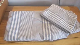 Vgc John Lewis Blue & White Striped Double Duvet Set & 2 Pillowcases