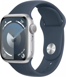 Apple Watch Series 9 GPS 41mm Silver Aluminium Sport Band M/L Storm Blue