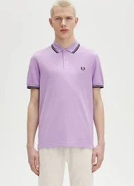 Fred Perry Męska koszulka polo Mężczyźni Bawełna lila jednolity, L