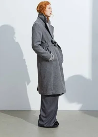 Moda Damska - Płaszcz z wiązanym paskiem Szary - Size: 46 - H&M