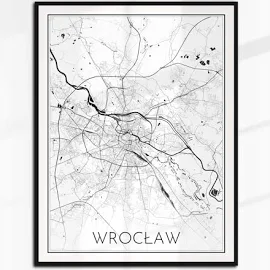 Wrocław plakat mapa czarno-biała plan 70x50 B2