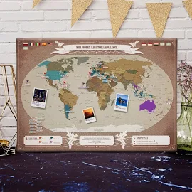 Personalizowana Mapa Podróży Na Płótnie: Świat - Personalizowana Mapa Podróży - Prezent Dla Niej, Prezent Dla Niego, Na Święta - Mapa Podróży Prezent