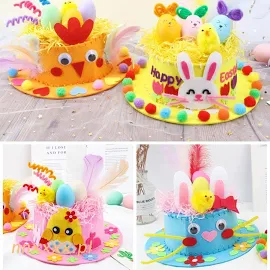Nnxxxx Dzieci DIY Wielkanocny zestaw kapeluszy z włókniny króliczek zestaw materiałów jajecznych ręcznie robione rzemiosło dl