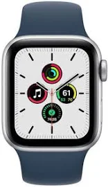 Jak Nowy: Apple Watch SE Aluminium 44 mm (2020) | WiFi | srebrny | Pasek sportowy w kolorze niebieski