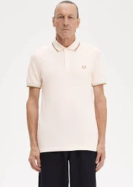 Fred Perry, Koszulki, Mężczyzna, Różowy, S, Klasyczny Polo z Podwójnym Paskiem