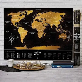 MAPA ZDRAPKA ŚWIAT Travel Map Black World - Mapa Świata Zdrapka- Prezent Dla Podróżnika, Dla Męża, Dla Żony, Na Urodziny - Mapa Zdrapka Dla Podróżnika