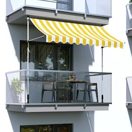 Markiza balkonowa, żółto-biała, szer. 1,95 m, wysięg 1,2 m