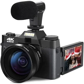 Kamera Vlogging Camera 48MP kamera 4K wideo dla YouTube z WiFi 3 "z ekranem z klapką Kamera 16X Zoom