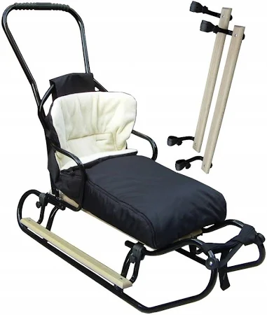 Polskie Sanki +oparcie +pchacz (długość 105 cm) +śpiworek +podnóżki