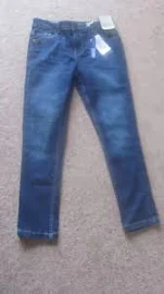 M&s Denim The Smith Skinny Blue Unisex Kids Jeans Age 9-10