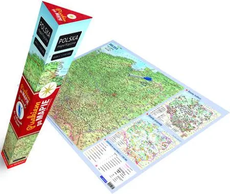 Polska - mapa fizyczna. Plakat