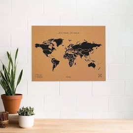 Miss Wood Mapa świata Woody Map Natural Cork XL Black