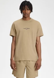 Fred Perry – Kamiennobeżowy T-shirt z haftem-Neutralnie