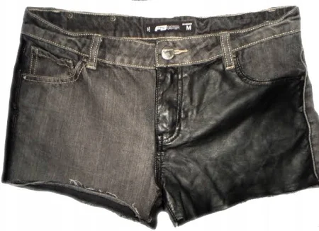 Fb Sister Łaczone Jeans+ekoskóra spodenki r.M