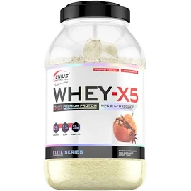 Genius Whey-X5 900g Białko Wpc Wpi mieszanka Pieczone Jabłko Masa Mięśnie