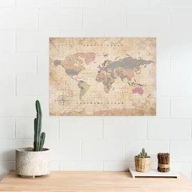 Miss Wood Mapa świata Woody Map Watercolor Old School XL